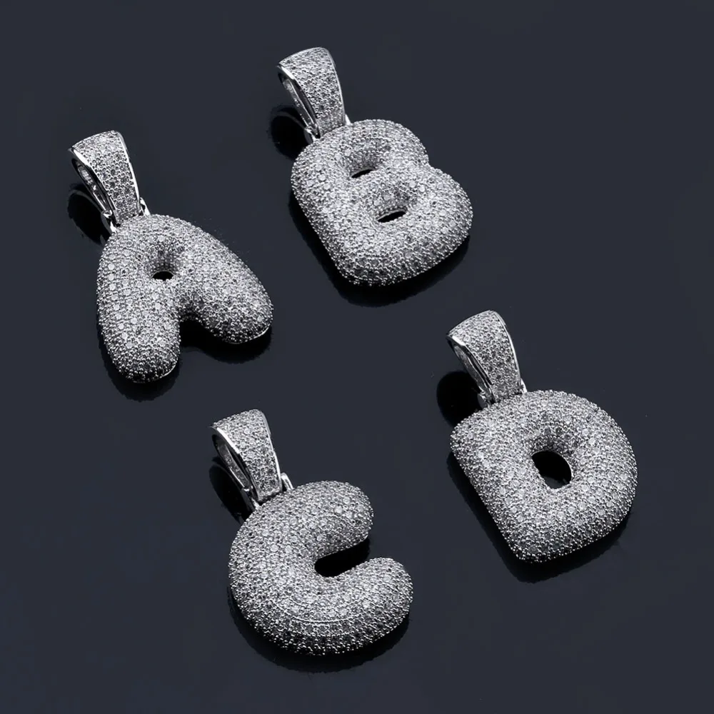 TOPGRILLZ хип хоп мужские ювелирные изделия A-Z Micropave Циркон пользовательское имя Пузырьковые буквы льдом кулон ожерелье с теннисная цепочка DIY