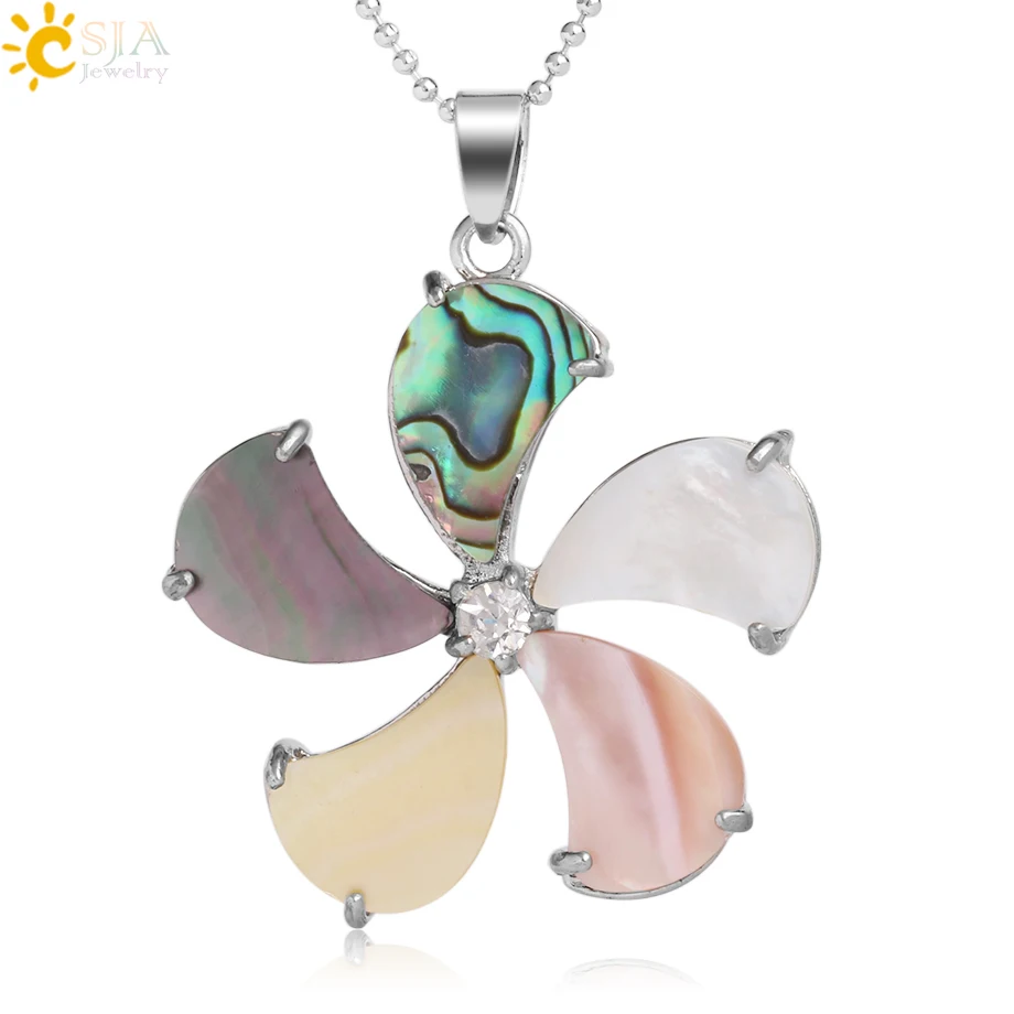 CSJA разноцветные ожерелья и подвески из натуральной морской ракушки кубический