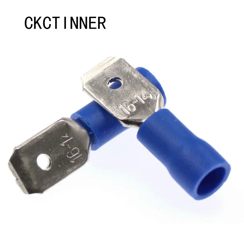100pcs 50pcs FDFD2-250 MDD2-250 6 3mm azul 16-14AWG conector de Cableado aislado Terminal crimpado Spade | Обустройство дома
