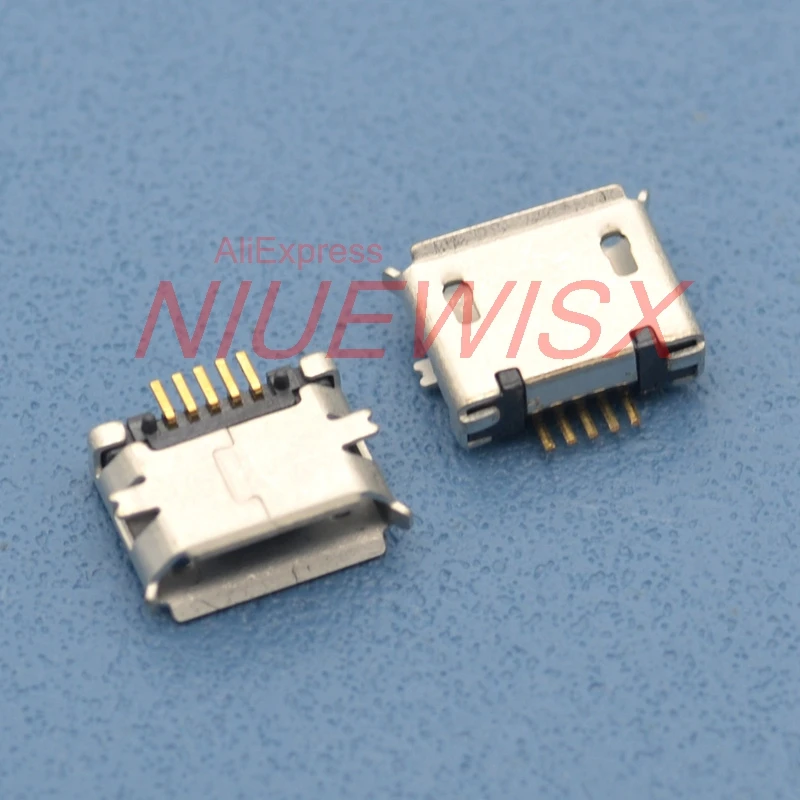 100 шт. разъем micro USB 5 контактов длинная игла SMD медный корпус порт для зарядки мини