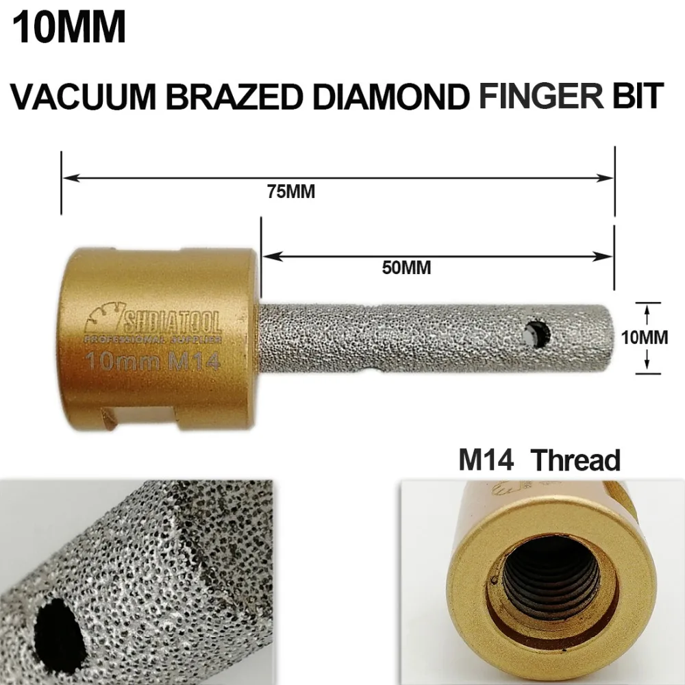 SHDIATOOL 2 шт. Dia10mm M14 нить вакумная Пайка для алмазного пальцевидное долото