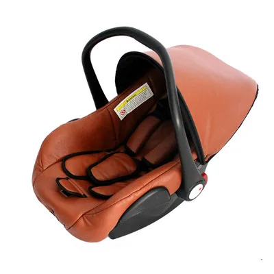 brown car seat Брендовая детская коляска 3 в 1, кожаная, амортизирующая, для новорожденных, детская коляска на колесиках, европейская детская коляска, подарок babyfond - Цвет: brown car seat