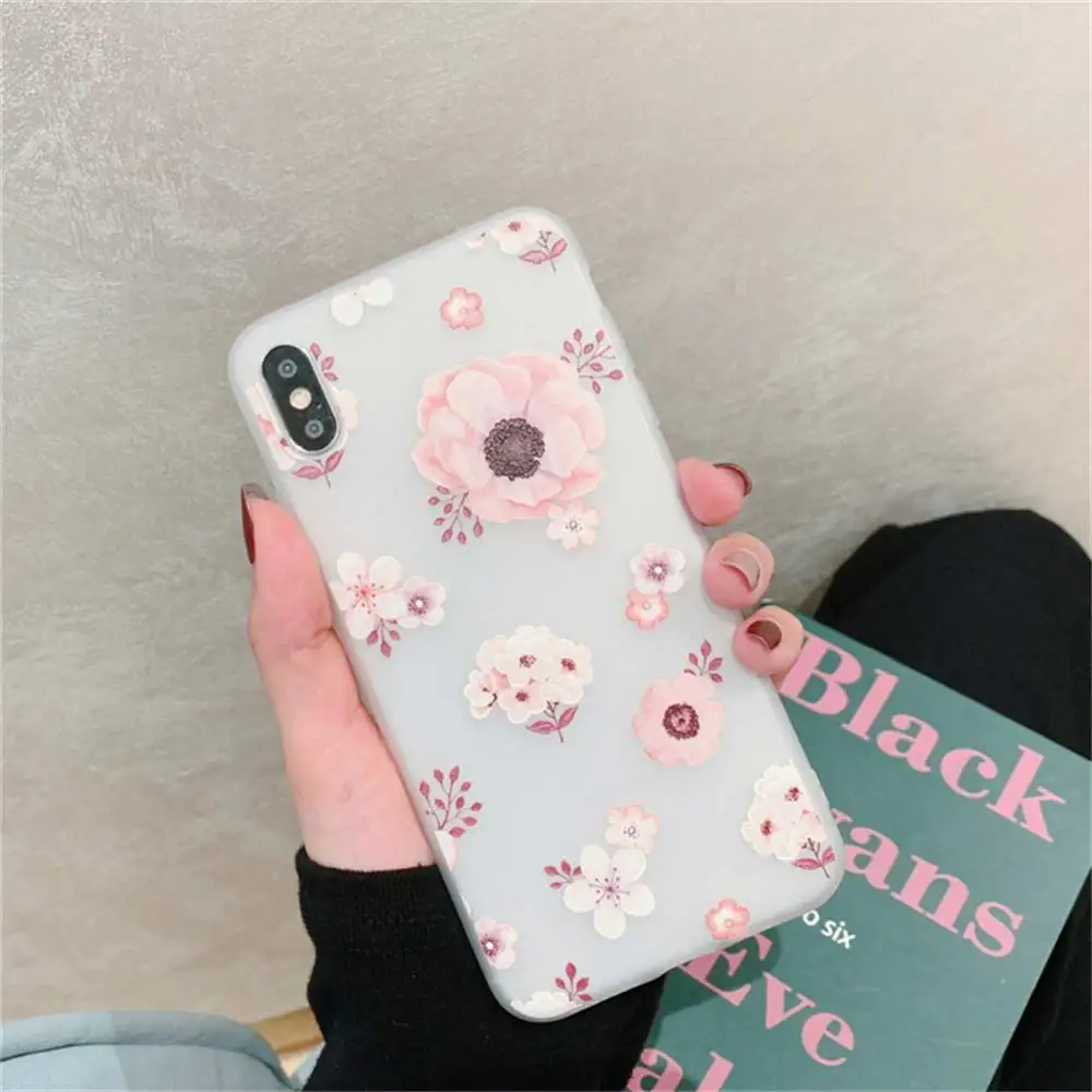 Pattern 22 Силиконовый чехол с цветами для iPhone XS Max XR X 10 браслет-держатель 3D рельефный чехол с рисунком для iPhone 6 S 6 S 8 7 Plus чехол для телефона - Цвет: Pattern 22