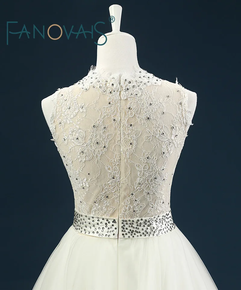 Новая Мода 2017 Vestidos Де Noiva Тюль Свадебное Платье Высокая Образным Вырезом Без