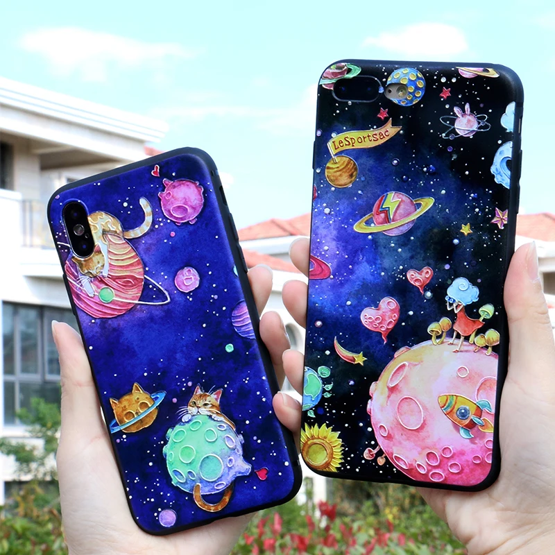 Силиконовый матовый 3D-чехол с тиснением для iPhone 6 plus 6s X 7 8 XR XS Max 11 pro | Мобильные