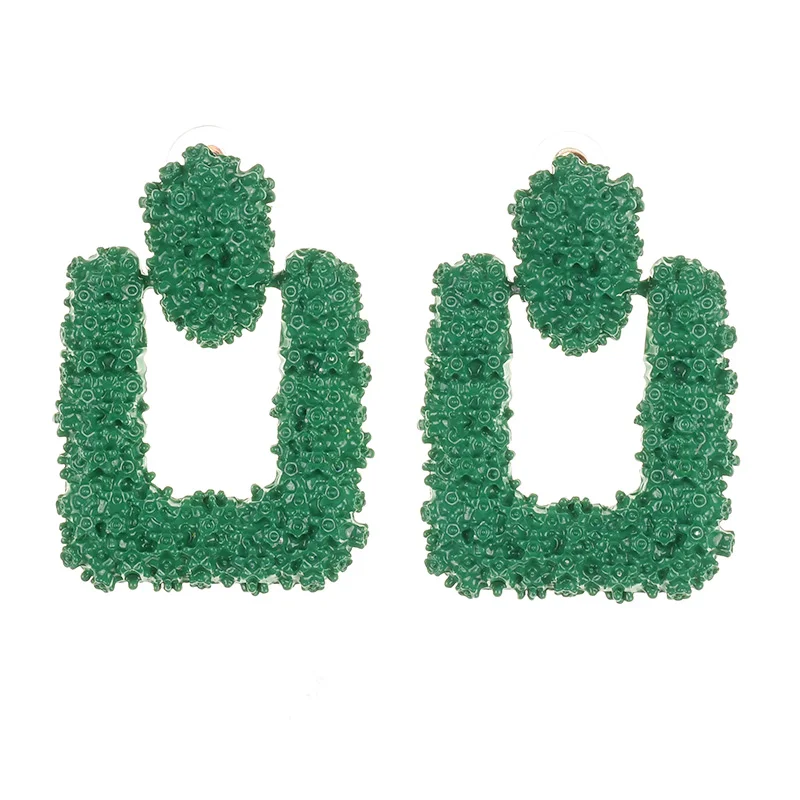 Женские металлические серьги капельки большие с геометрическим узором для