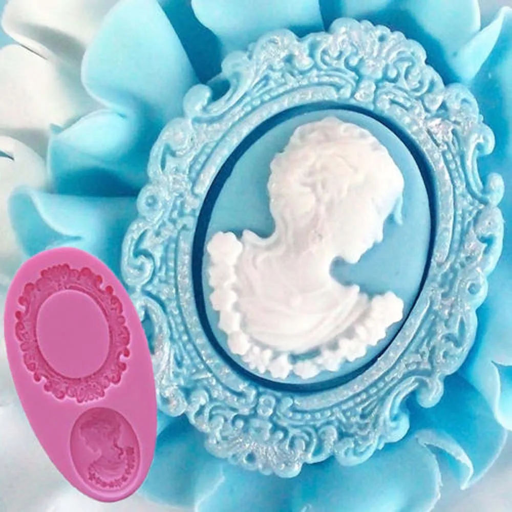 

KANNERT Oval Cameo & Oval Frame Fondant Mold Miniature Frame Silicone Mirror Sugar Fondant Cake Decorating Tools Baking Silicone