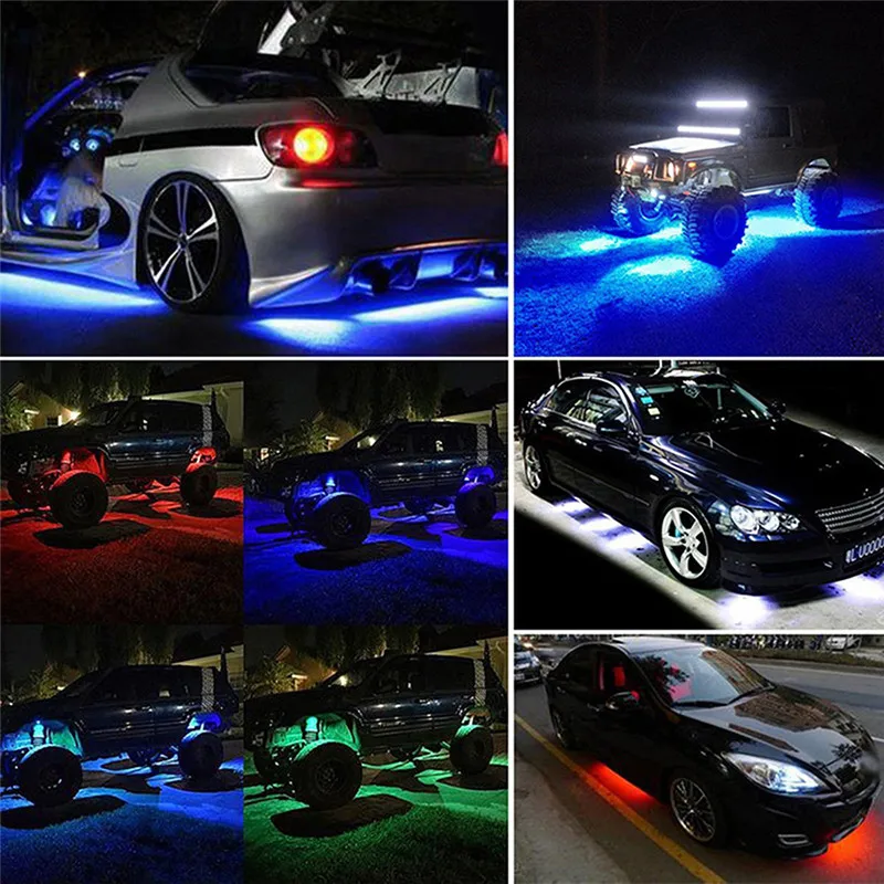 4 шт. 7 цветов Музыка мигающий беспроводной Bluetooth RGB 24LED Offroad рок свет экономия
