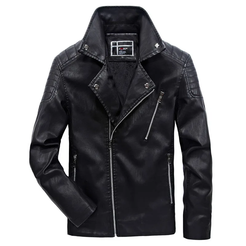 

2018 Autumn Winter New Motorcycle PU Leather Jackets Men Hip Hop Rock Male Zippers Fleece Faux Leather Moto Jacket Coats L-6XL