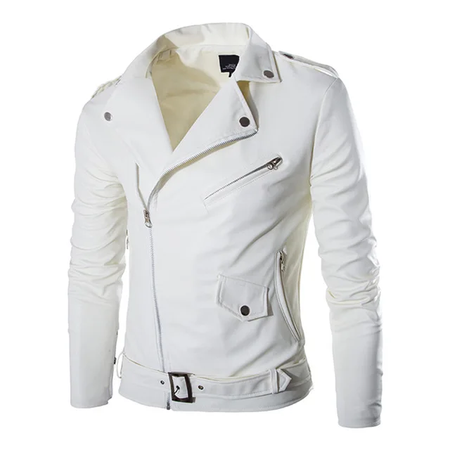 Y018 White Новая мотоциклетная куртка из искусственной кожи, Мужская винтажная мотоциклетная куртка из искусственной кожи в стиле панк, мотоциклетная кожаная куртка, Байкерская одежда в стиле ретро, стильное пальто - Цвет: Y018 White