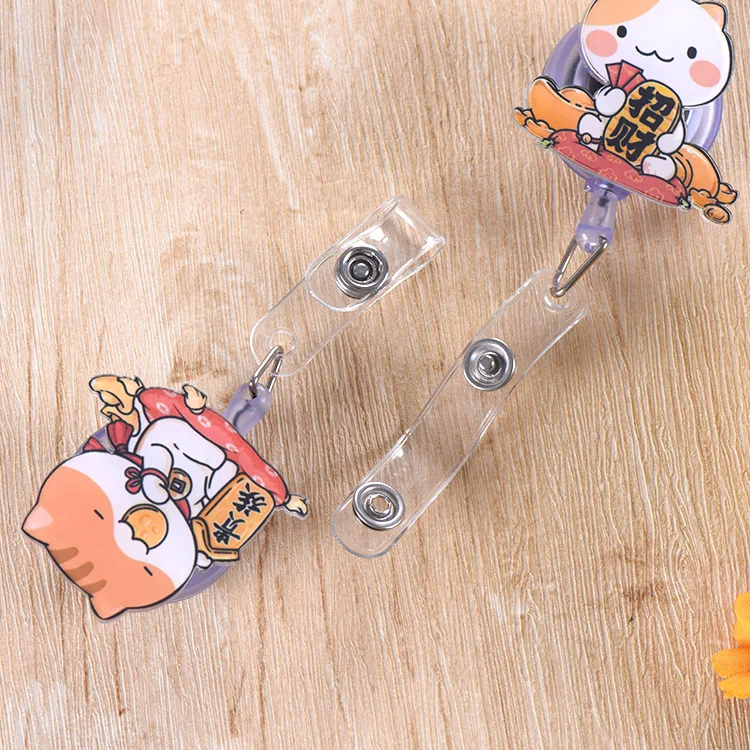 С изображением из мультфильма Lucky Cat раскладной держатель для бейджа ремешки кличка визитница держатель медсестры студент сотрудник карты клип офис