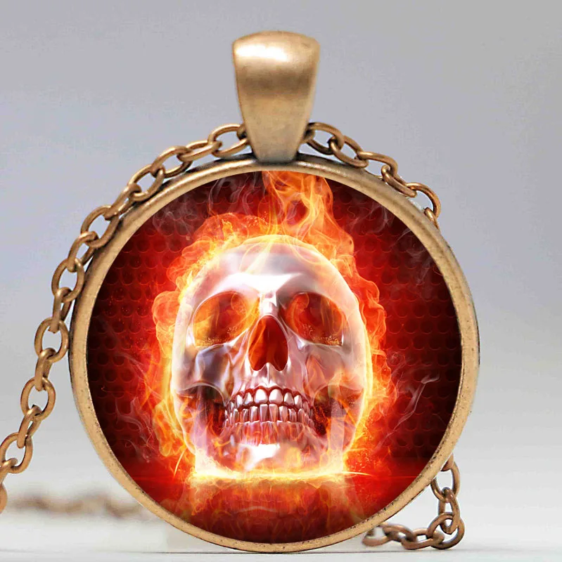 Кулон в виде черепа огненного кулон скелета кабошона фильм День мертвых ожерелье