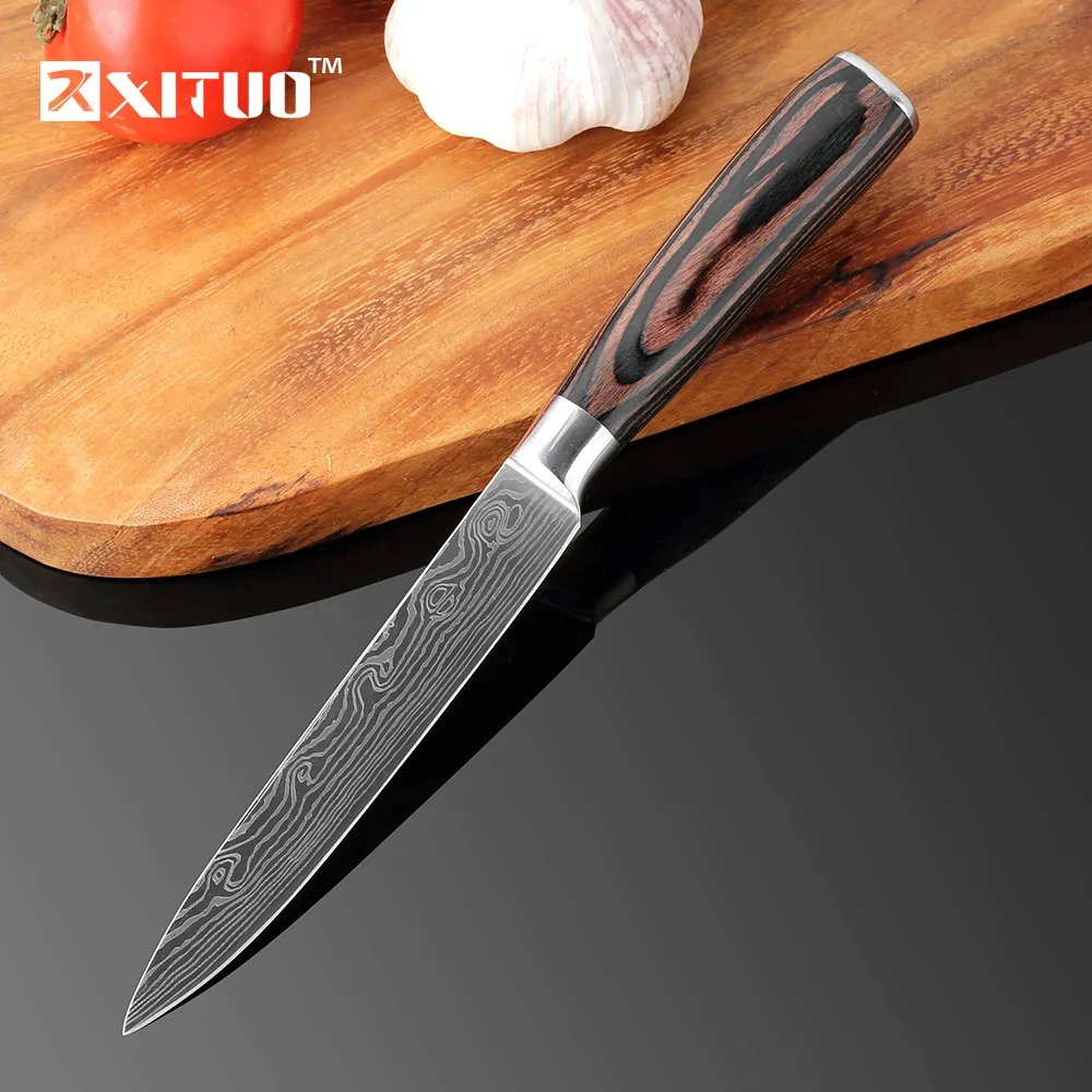 XITUO 5&quot Inch Utility Knives Japanese Damascus Pattern Stainless Steel Chef Knife Paring Slicing Sushi Fish Boning Kitchen Tool | Дом и