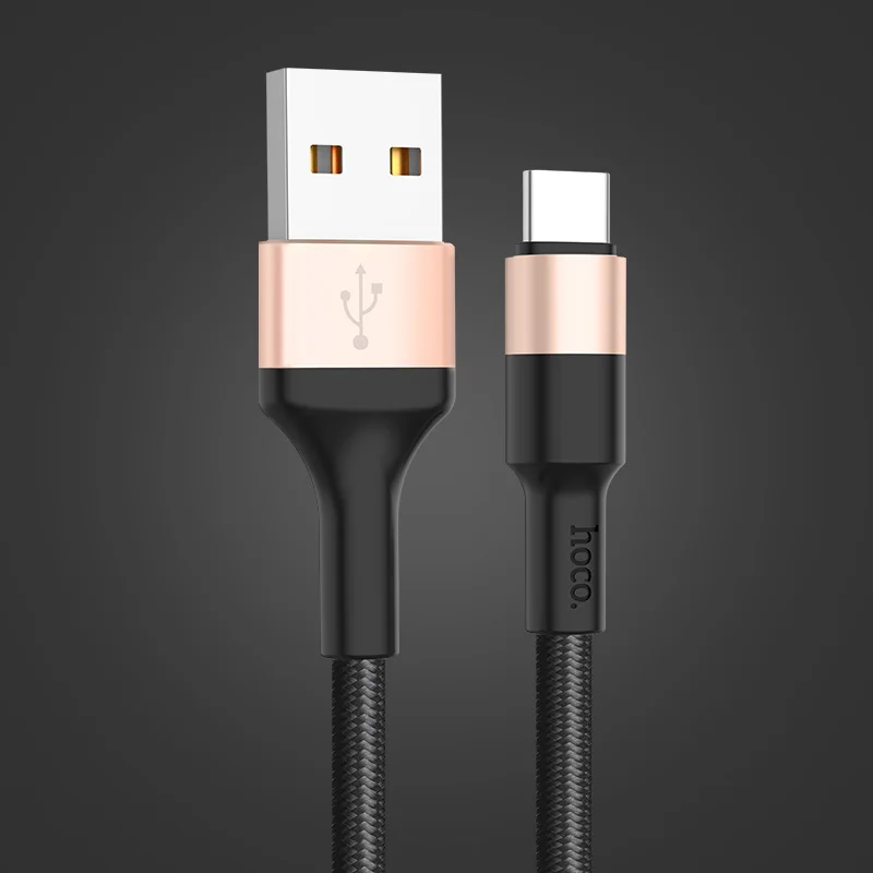 HOCO кабели для мобильных телефонов usb type C кабель 2A USB-C кабель передачи данных для быстрой зарядки для samsung S9 Xiaomi Mi 8 huawei P20 lite - Цвет: Золотой