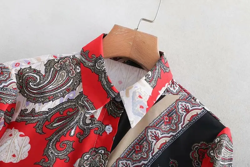 Женская винтажная Повседневная Деловая блузка в стиле ретро с узором