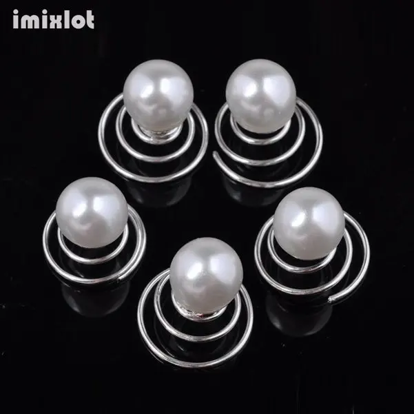 03 Imixlot 12pcs Bridal Crystal Pearl Flower Spiral Twist Hair Pins Clips Wedding Jewelry Bride Headdress Women Hair Accessories - Окраска металла: 03