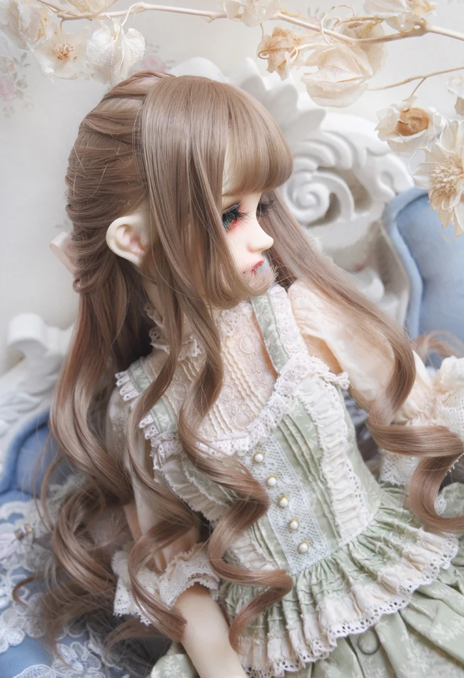 BJD SD кукла льняной коричневый высокотемпературный провод волос парики 1/3 1/4 1/6 BJD Европейский стиль ленты короткие вьющиеся волосы
