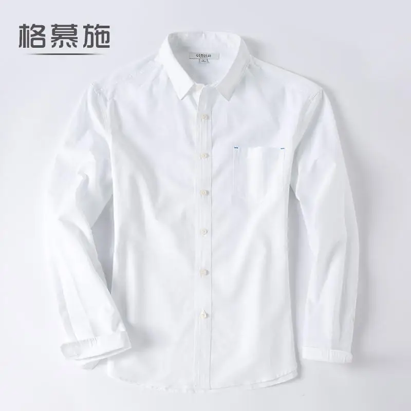 White Новая рубашка с длинными рукавами для молодых мужчин, весенняя, Бамбуковая, чистый хлопок, очень большая, модная, однотонная, удобная, размер M-4XL, 5XL, 6XL - Цвет: White