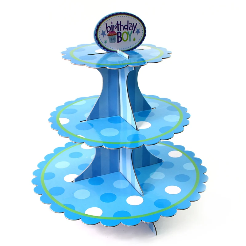

3 Tier Cardboard Paper Cupcake Stand Plates Display Holder Tray Muffin Dessert Wedding Birthday Party Decoration Food Holder