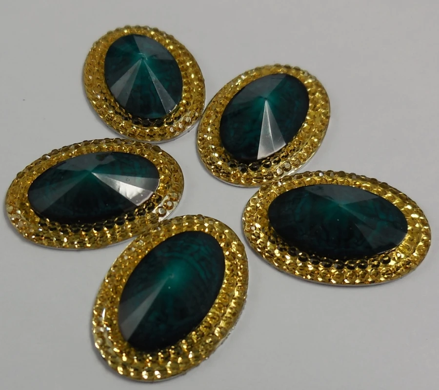 Изысканный глубокий зеленый полимерный Стразы Овальный 17x24 мм стразовые