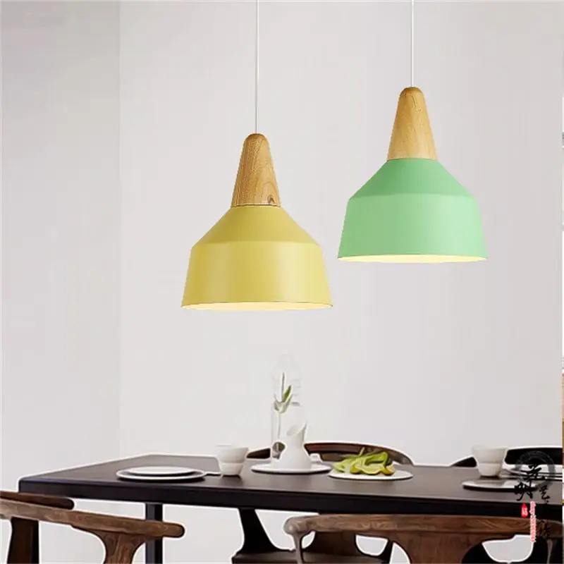 Современные деревянные подвесные светильники Nordic Алюминий повесить лампа