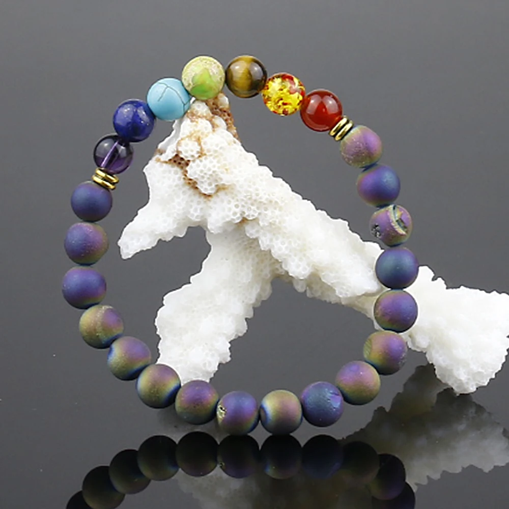 Разноцветный 7 чакр лечебный Балансирующий браслет с бусинами Йога энергия