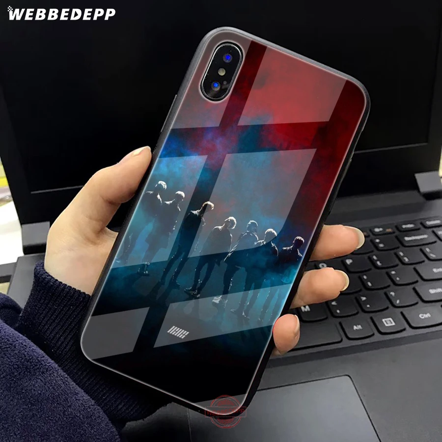 WEBBEDEPP Ikon Kpop Tempered Glass Phone Case for Apple iPhone XS Max XR X 8 7 6S Plus 5S SE | Мобильные телефоны и