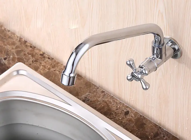 Single cold copper valve faucet kitchen 304 stainless steel sink laundry pool into the wall LU41322 | Обустройство дома