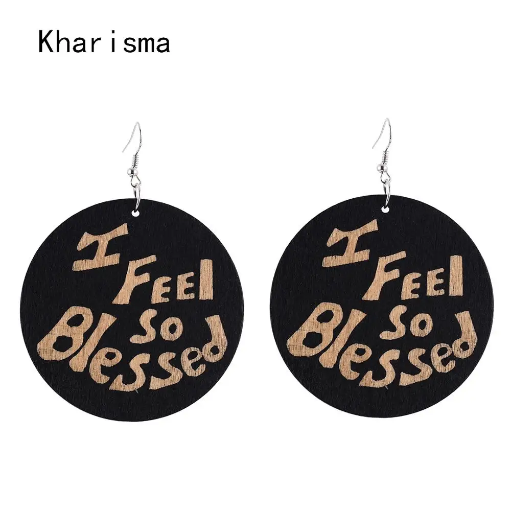 KHARISMA Этнические украшения 2019 женские круглые черные деревянные серьги с