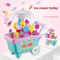 19pcs set ice cream trolley cart plastic pretend play food dessert toy for children kids yh 17