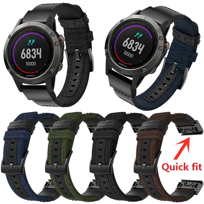 Quick Fit 22MM canvas Brecelet Watch Band for Garmin Fenix 5/ 5 Plus /approach S60 / Forerunner 935 945/Quatix quickfit band | Электроника