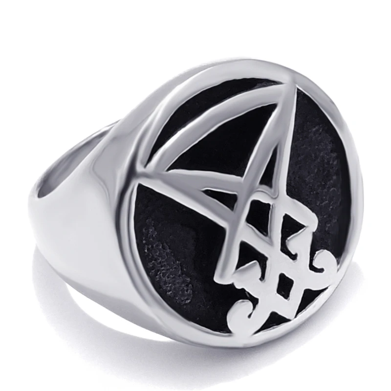 Мужские Мальчики Sigil of Lucifer уплотнение из нержавеющей стали сатаны кольцо Размер 7