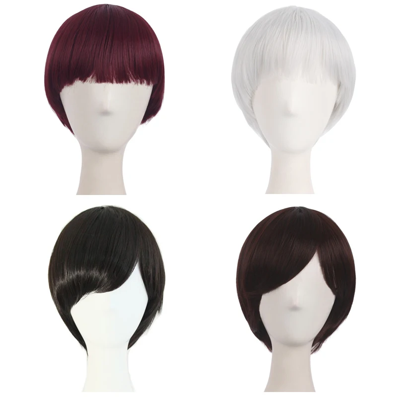 MapofBeauty 10 &quotкороткие прямые парики для косплея коричневый черный темно красный