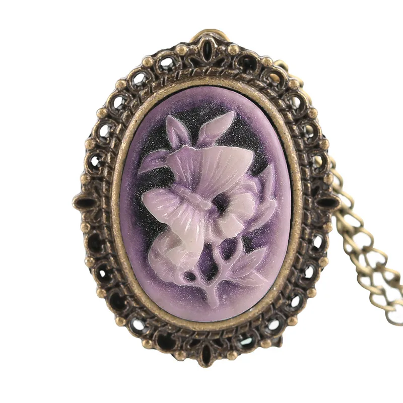 Ожерелье для женщин с красивым цветком кварцевые карманные часы девушек подарки