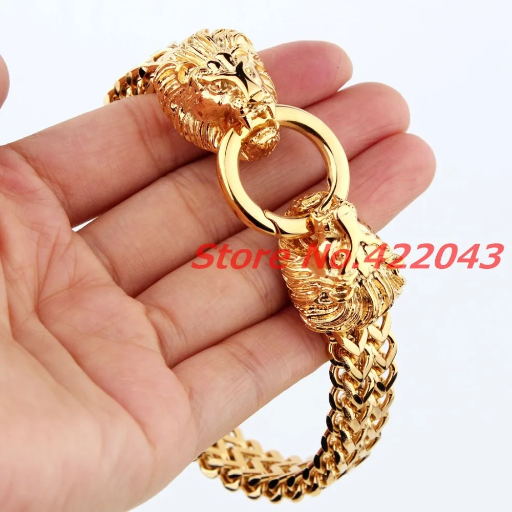 

New Men Bracelet 316L Stainless Steel Figaro Chain Bracelet For Women Lion Heads Clasp Cool Style Bangle Jewelry Gifts 22cm Long