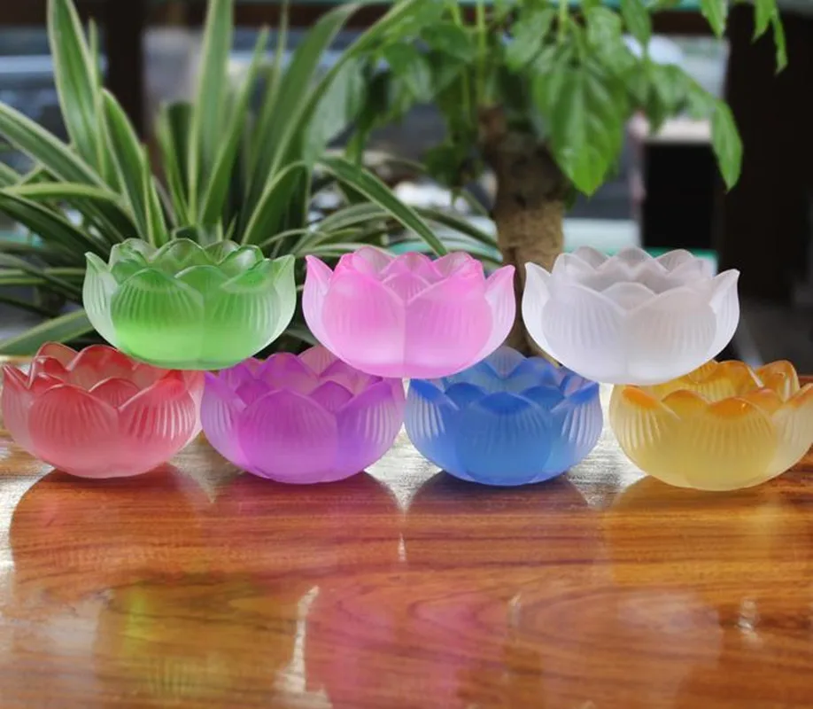 Цвет прозрачного стекла Ghee лампа база буддийский религиозный храм предметы