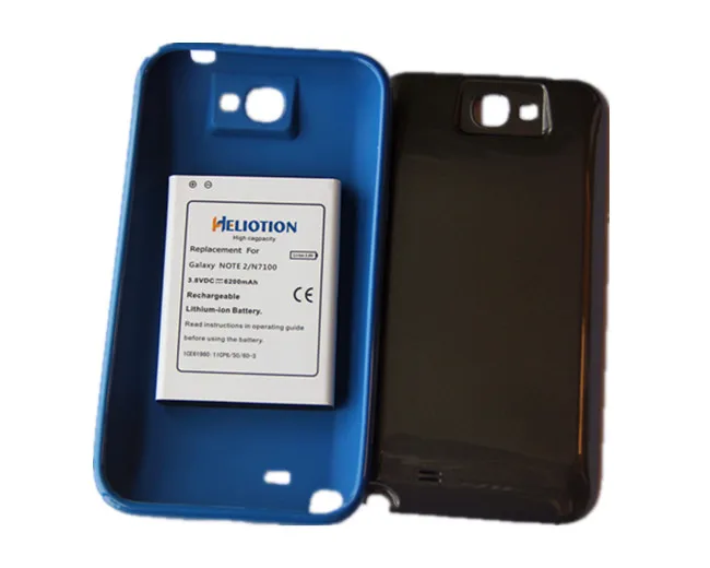 Сменный аккумулятор Note 2 6200 мАч с задней крышкой и синим защитным чехлом из ТПУ