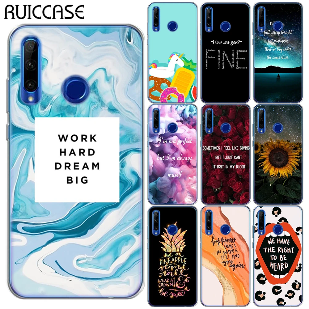 Мягкий чехол из ТПУ с цитатами цветочным рисунком единорога для Huawei Honor 20 Lite 10i Pro