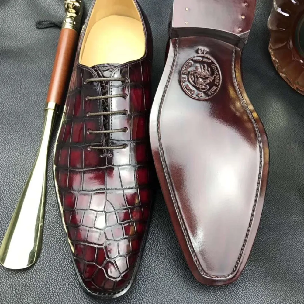 Новинка мужские деловые модельные туфли из натуральной крокодиловой кожи с