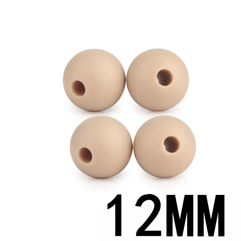 55 Oatmeal Fkisbox, Круглый, 12 мм, 50 шт., силиконовые бусины, детский Прорезыватель для зубов, ожерелье, ювелирное изделие, для изготовления детских сосок, цепочка, сделай сам, Bpa бесплатно - Цвет: 55 Oatmeal