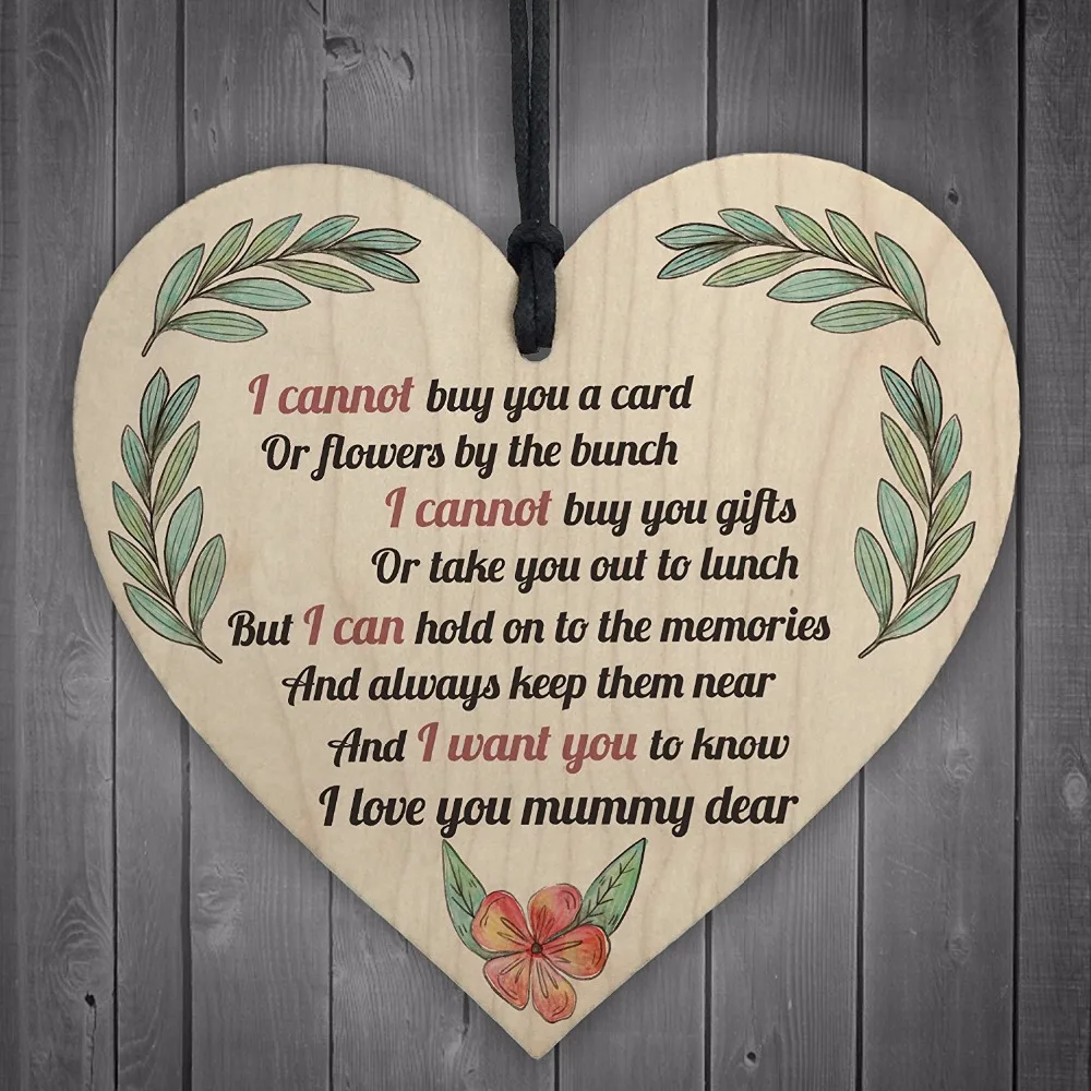 Meijiafei Mum Memorial Poem деревянный висячий знак в форме сердца День матери знаки памятная