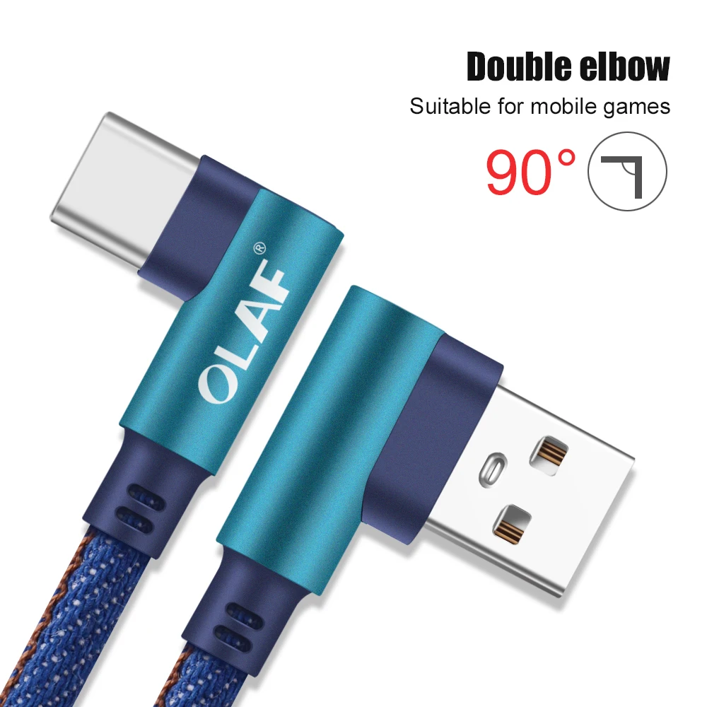 Кабель USB Type C 90 градусов для Samsung Galaxy S10 S9 кабель быстрой зарядки и передачи данных