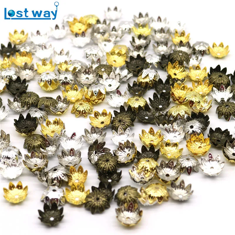 200 шт./лот оптовая цена металлические чашечки с бусинами в виде восьми листьев