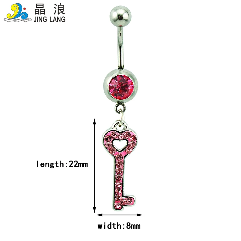 Модные кольца для пупка в розницу зажимы из нержавеющей стали 316L Висячие розовые