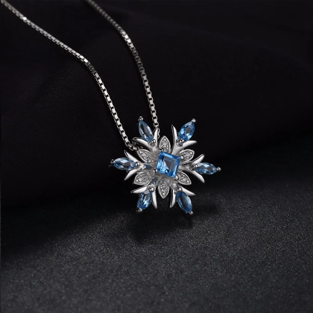 Jewelrypalace Снежинка из натуральной SWIS голубой топаз Твердые 925 серебряный кулон