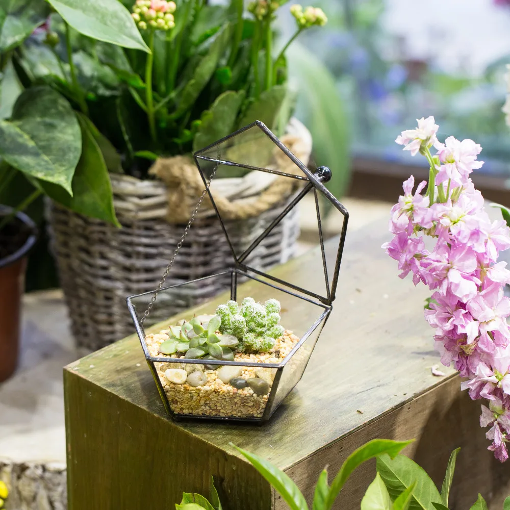 Небольшой современный прозрачный ювелирный ящик в форме пятиугольника