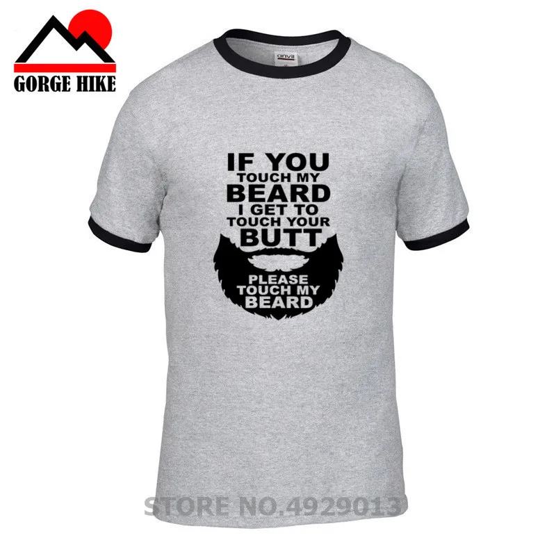 Мужская футболка с коротким рукавом If You Touch My Beard хлопковая Футболка в летнем