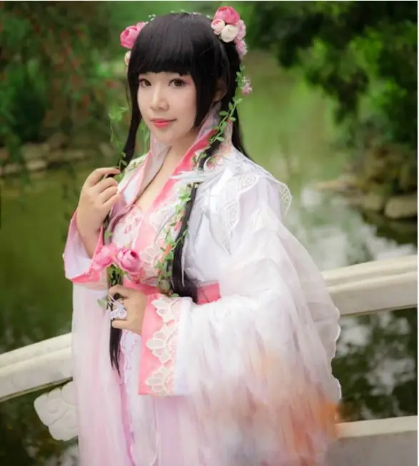 3 Designs Pink Blue Purple Fairy Costume Hanfu Sword Lady Sweet Cosplay Hanfu for TV Play The Semi Gods and Semi Devils