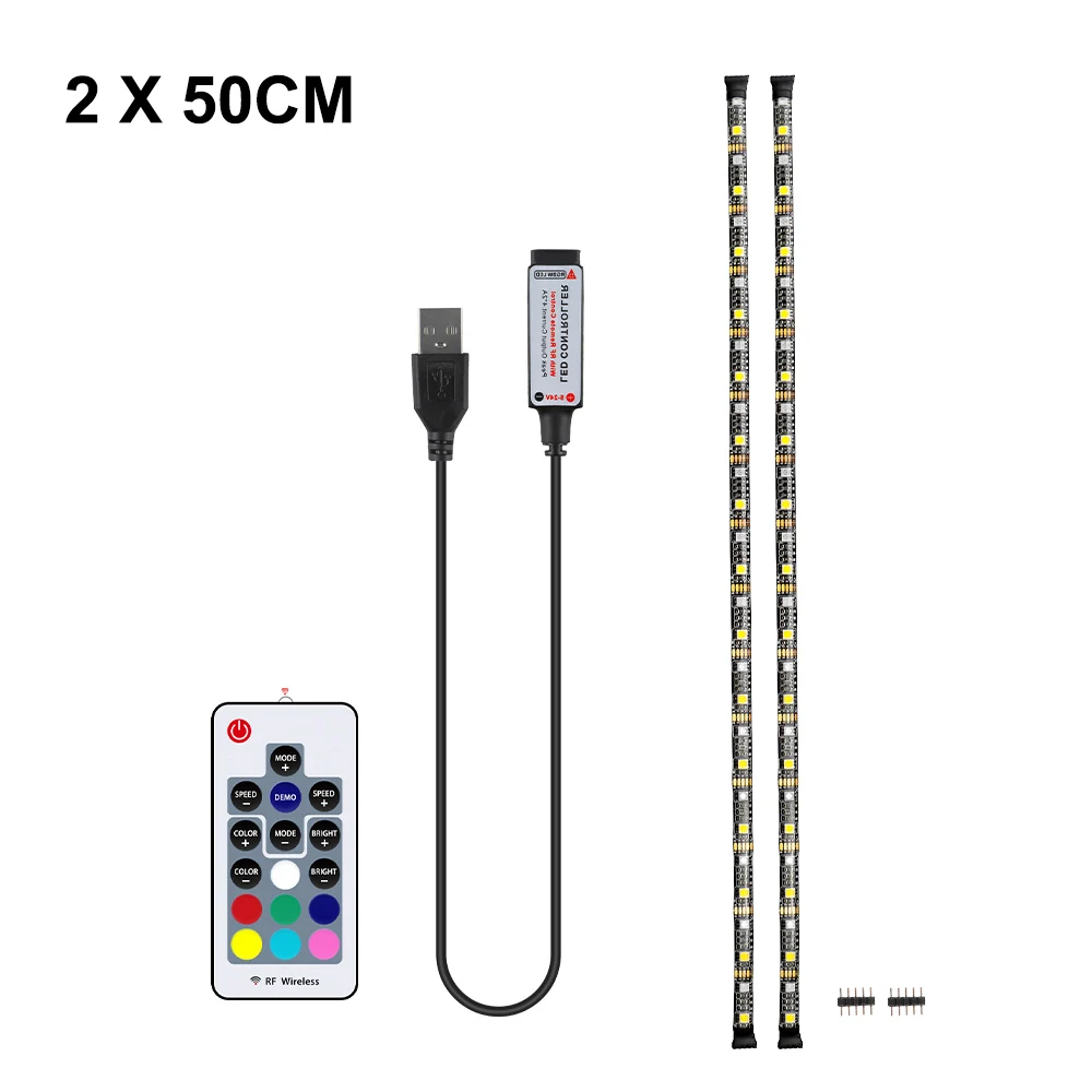 2x50cm USB Светодиодная лента светильник 5050 RGBW RGBWW RF пульт дистанционного управления 50 см 1 м 2 м 3 м 4 м для ПК ТВ фоновый светильник ing гибкий светильник DC5V - Испускаемый цвет: 2x50cm