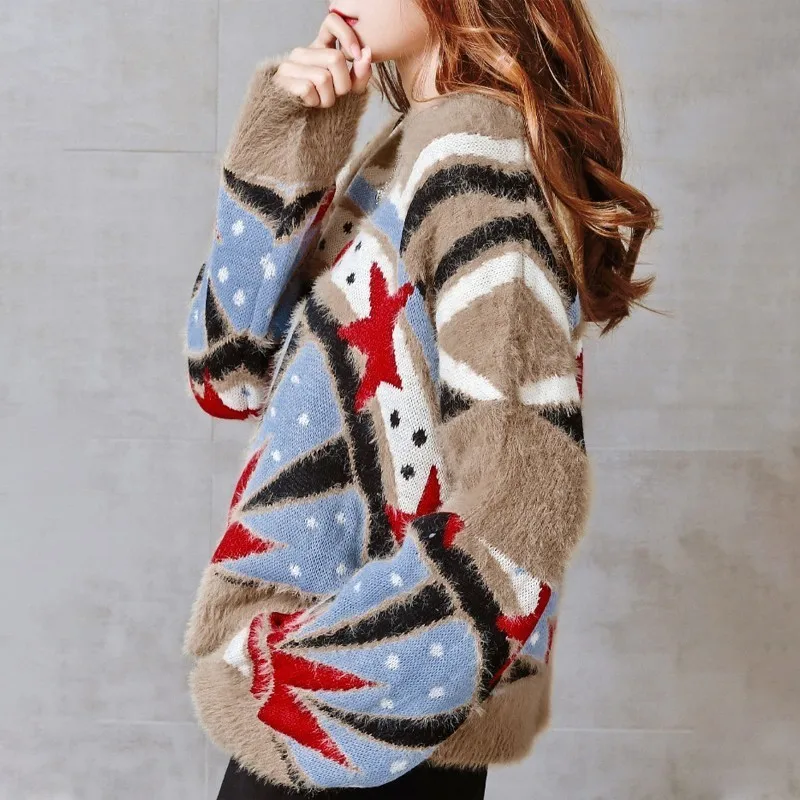 Max LuLu 2019 Winter European Fashion Ladies 3d Pattern Pullovers Womens Oversized Sweater Vintage Knitted Clothes Warm Jumper | Женская